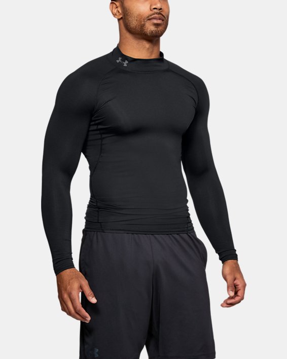 Men's HeatGear® Armour Compression Long Sleeve Mock in Black image number 0